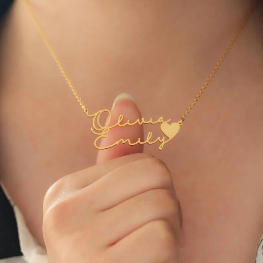 Top Trends: Personalized Double Name Stainless Steel Necklace Customized Jewelry Gift Gold Color Chain Heart Love Pendant For Women Shoppable Styles