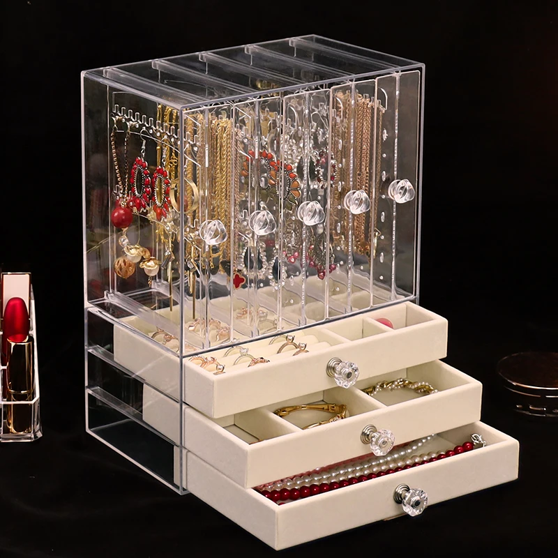 Top Trends: Jewelry Organizer Box Storage Large Size Transparent Acrylic Display Case Hanging Necklace Earrings Jewelry Boxes Stray Kids Shoppable Styles