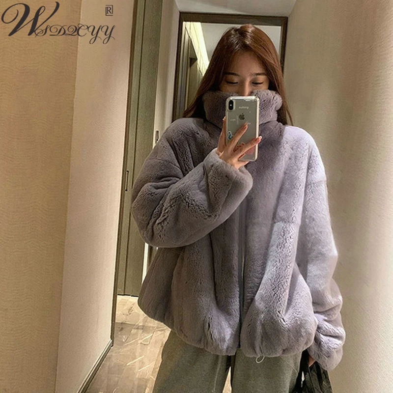 Top Trends: Winter Solid Color Faux Fur Lambwool Coat Women's Korean Version Loose Simplicity Stand-up Collar Jacket Fashion Clothing Coat Shoppable Styles