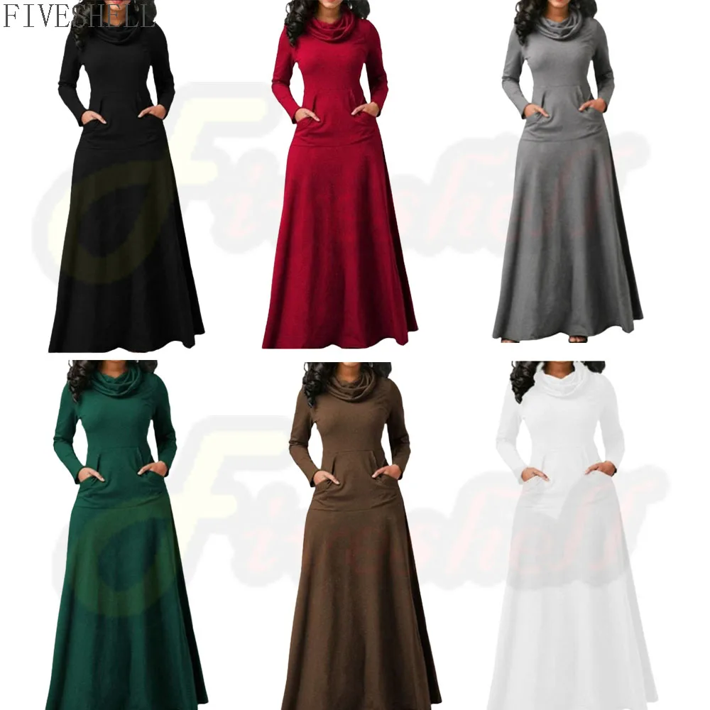 Top Trends: 2023 Spring Casual S-5XL Women Clothing Fall Long Sleeve Maxi Dresses With Pockets Vestidos Mujer Large Size Shoppable Styles