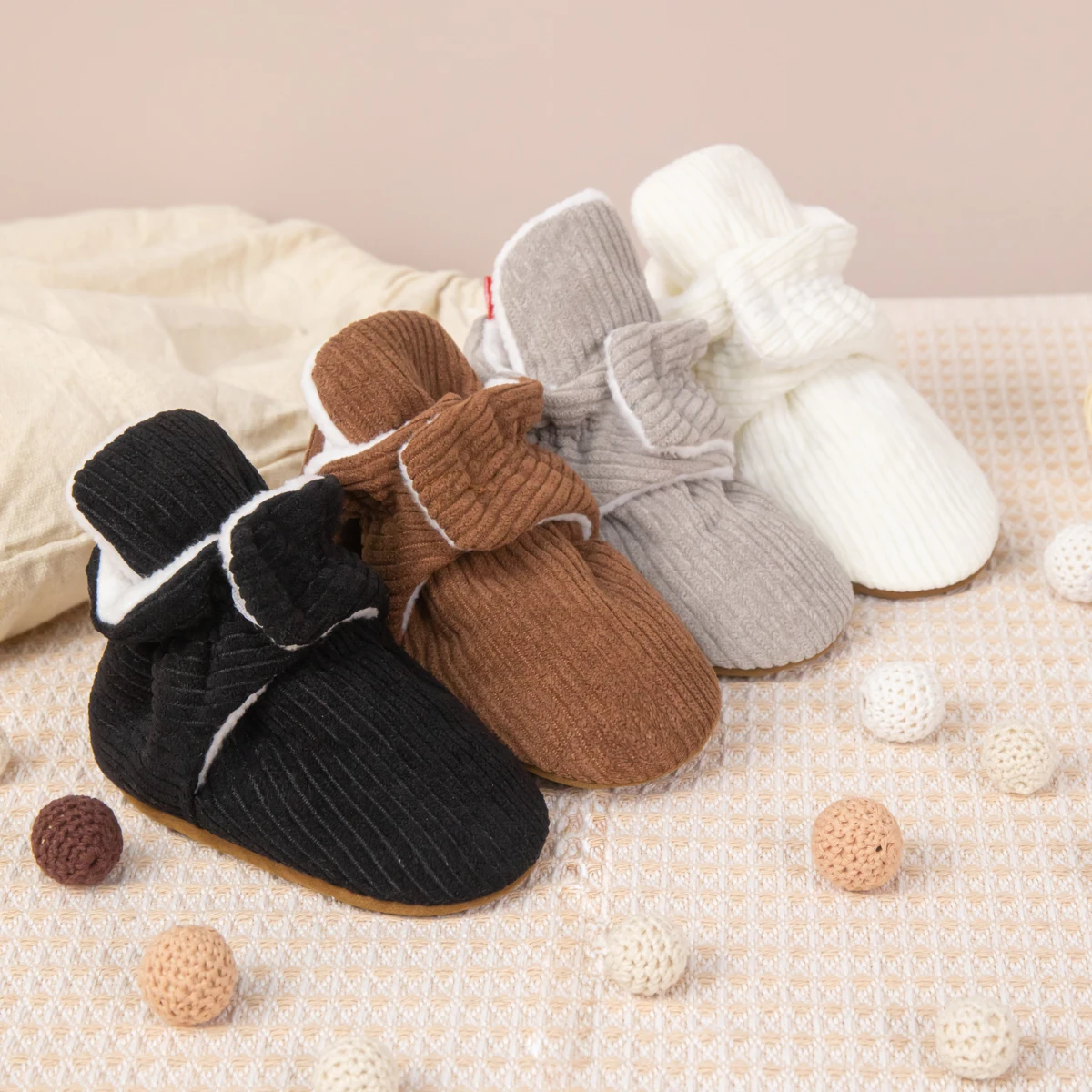 Top Trends: KIDSUN 2023 Newborn Baby Socks Shoes Baby Boy Girl Booties Winter Fluff Soft Sole Infant Crawling First Walker Crib Shoes 0-18M Shoppable Styles