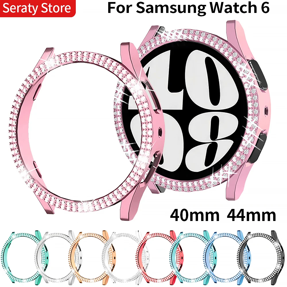 Top Trends: Double Diamond Case For Samsung Galaxy Watch 6 40mm 44mm Bling PC Hollow Frame Protective Bumper For Galaxy Watch 6 Accessories Shoppable Styles