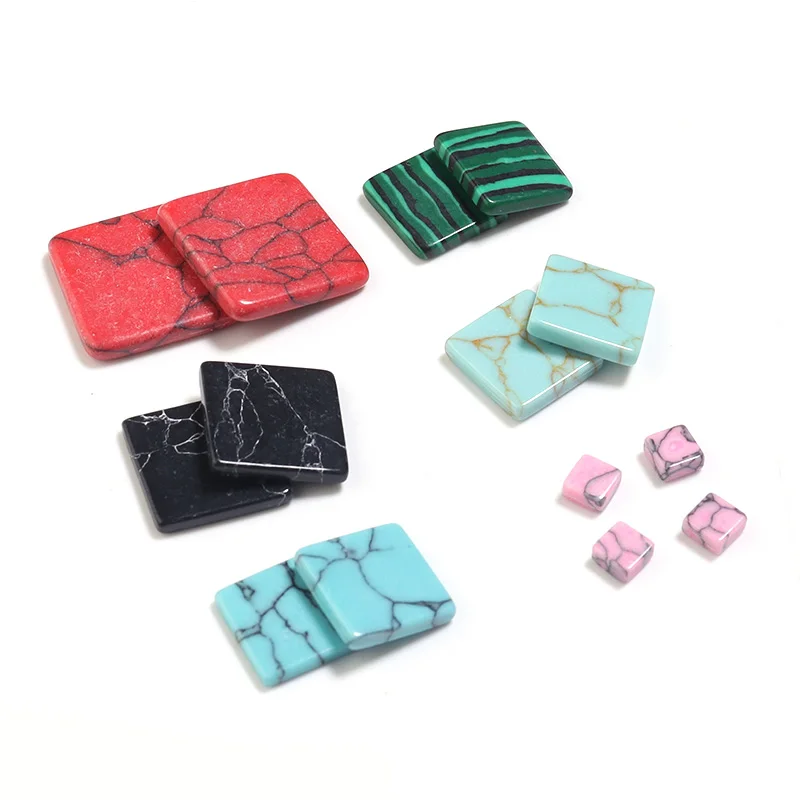 Top Trends: 4 6 7 8 10 12 14 15mm Square Cabochon Turquoise Spacers Flat Cameo Loose Cabochons For DIY Earring Jewelry Make Fitting Supply Shoppable Styles