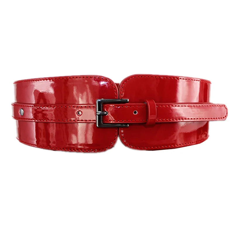 Top Trends: Women Luxury Patent Leather Wide Stretch Belt Fashion Design Black Red Belt Suitable For Casual&Office&Party Shoppable Styles