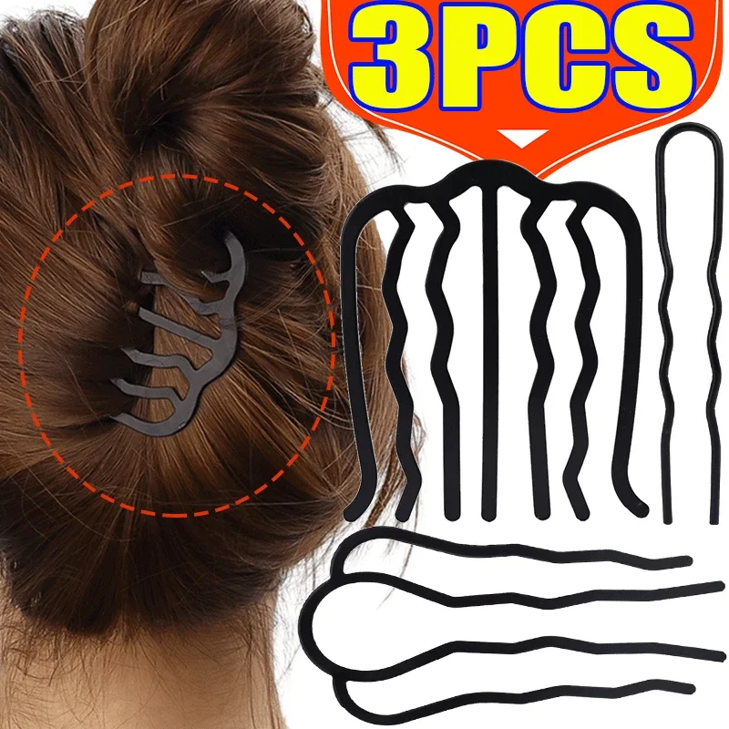 Top Trends: New Metal Black Hair Fork Clip Women Hair Pin Combs Messy Bun Hair Pin Clip Hair Side Combs Updo Hair Sticks Hair Styling Tool Shoppable Styles