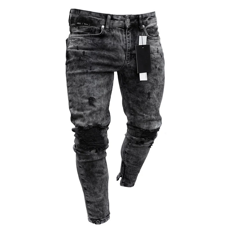 Top Trends: Dropshipping Fashion Jeans Men Casual Ripped Hip Hop Pants Skinny Stretchy Jean For Male Distressed Denim Trousers Streetwear Shoppable Styles