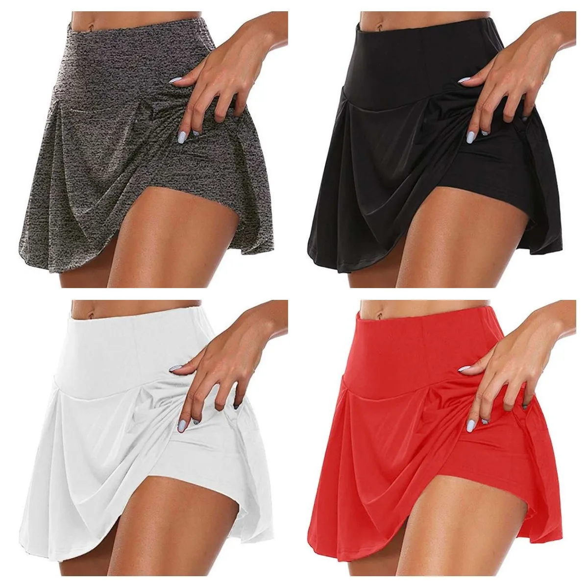 Top Trends: 2023 Summer Women Sport Fitness Soild Color Running Tennis Skirts With Liner Yoga Gym Short Skirt Female Athletic Outfits S-5XL Shoppable Styles