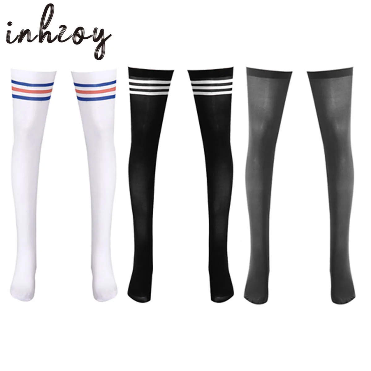 Top Trends: Men Women Striped Long Tube Socks Athletic Over Knee Open Toes Stocking See-though Thin Soccer Football Running Sock Shoppable Styles