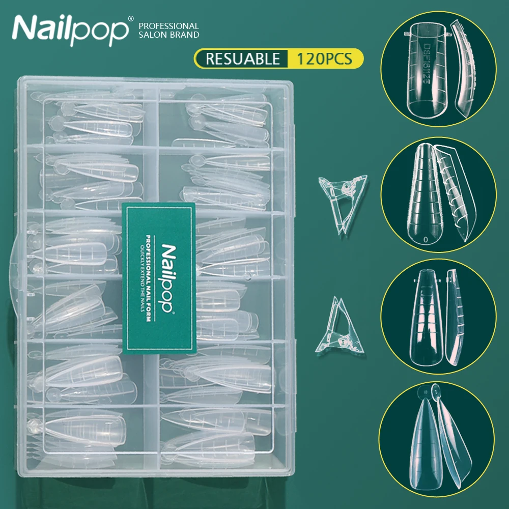 Top Trends: Nailpop Dual System Nails Forms Acrylic Extension False Nail Tips Top Forms For Nails Gel Building Mold Art Tools 120Pcs / Box Shoppable Styles