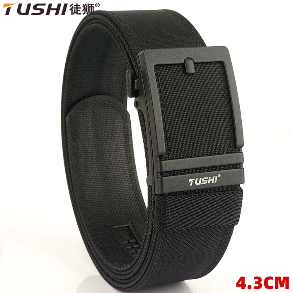 Top Trends: TUSHI Military 4.3cm Belt For Men Sturdy Nylon Metal Automatic Buckle Police Duty Belt Tactical Outdoor Girdle IPSC Accessories Shoppable Styles