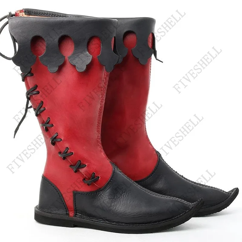 Top Trends: 2023 Medieval PU Leather Renaissance Ankle Boots Gothic Officer Men Shoes Viking Pirate Boots Halloween Cosplay Shoes Shoppable Styles