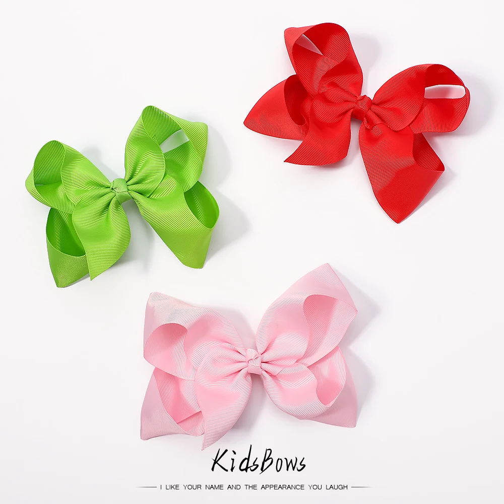 Top Trends: 2Pcs / Set 6Inches Solid Color Bow Hair Clip For Kids Girls Ribbon Bowknot Hairpins Barrettes Boutique Headwear Hair Accessories Shoppable Styles