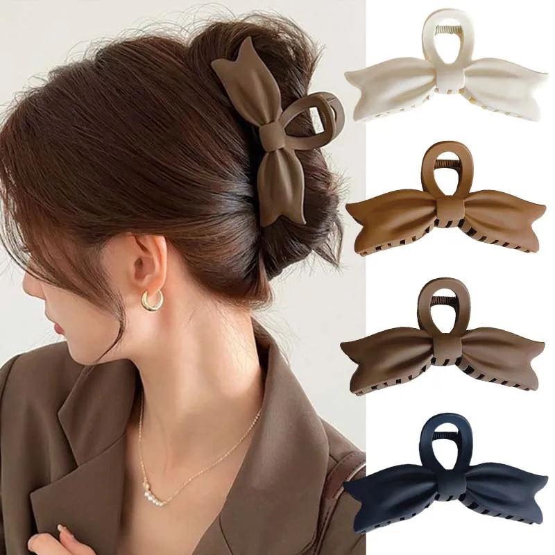 Top Trends: Large Bows Crab Hair Clip For Women Matte Trendy Claw Clips Popular Hair Accessories Korean Girls Hairpin Party Jewelry 2023 Shoppable Styles