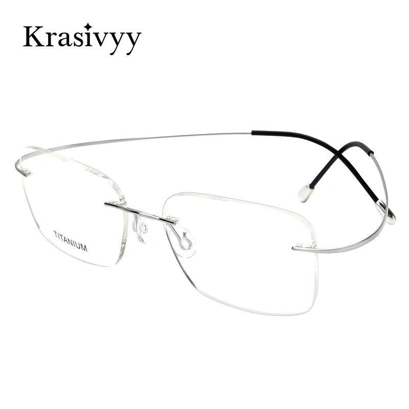 Top Trends: Krasivyy Pure Titanium Rimless Glasses Frame Men Prescription Eyeglasses Germany Women Myopia Optical Frame Screwless Eyewear Shoppable Styles