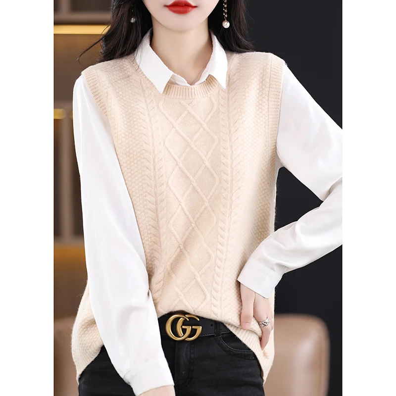 Top Trends: 2023 Autumn Winter Women Knitted Sweater Vest Casual Sleeveless Pullovers Shoppable Styles