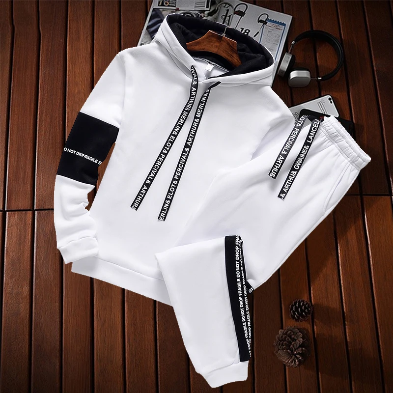 Top Trends: Winter Logo Customized Hoodie Sets Men Tracksuit Casual Hoodies Sweatshirt Piece Set Fashion Streetwear Clothes Shoppable Styles - Image 4