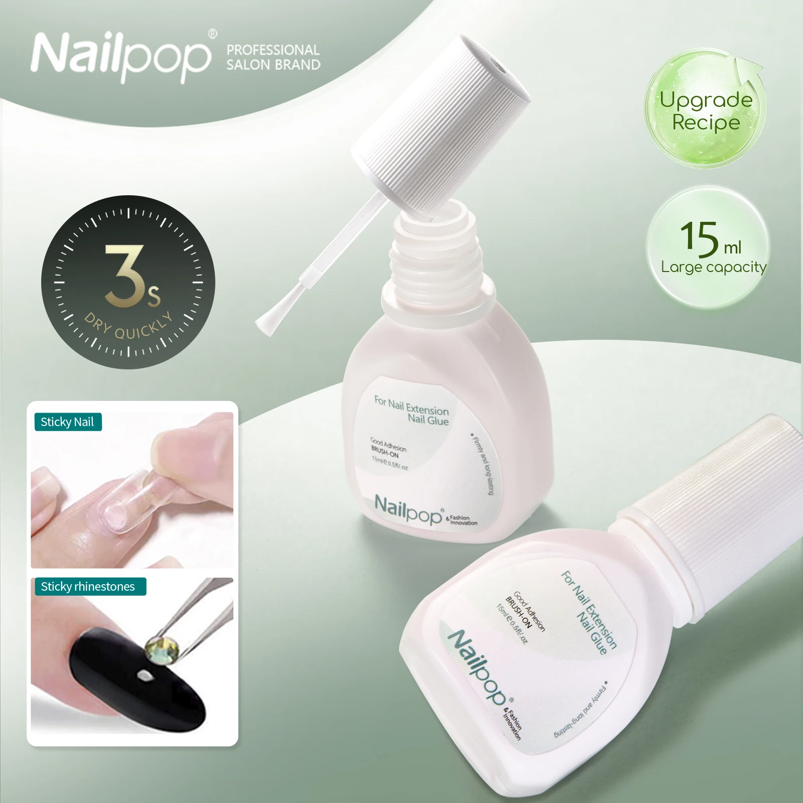 Top Trends: NAILPOP Brush On Nail Glue For Press On Acrylic Artificial Nail Tips Extra Strong Adhesive Professional Fast Drying Glue 15ml Shoppable Styles