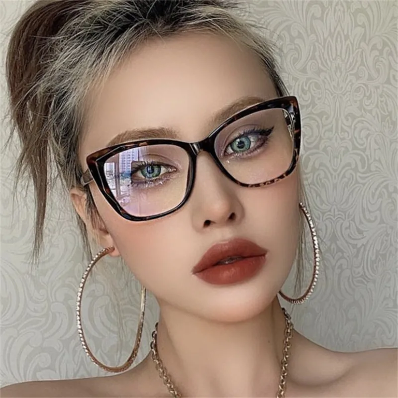 Top Trends: Square Cat Eye Prescription Reading Glasses Women Fashion Anti Blue Light Big Frame Clear Lens Farsightedness Eyewear 0 To + 6.0 Shoppable Styles