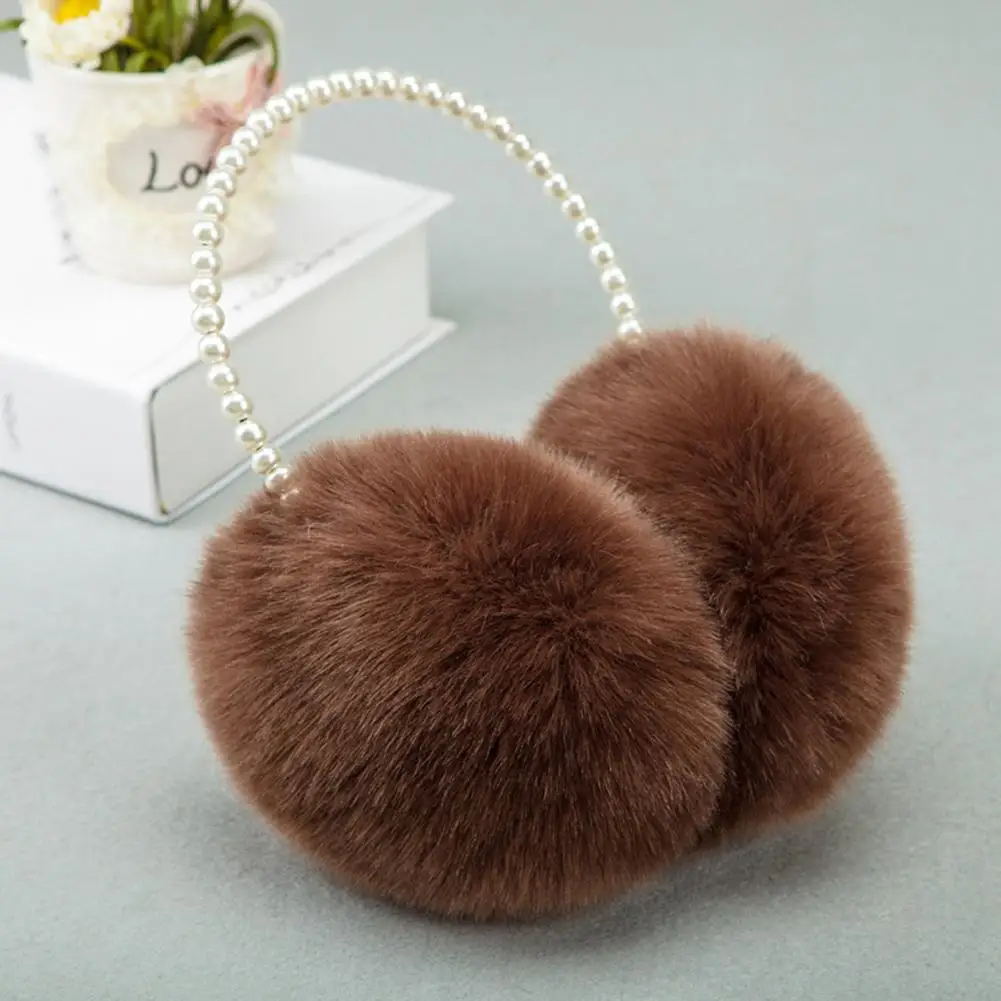 Top Trends: Plush Ear Warmer Winter Warm Earmuffs Imitation Pearl Decor Faux Rabbit Fur Plush Ear Protection Girls Ear-Muffs Ear Cover Shoppable Styles - Image 3