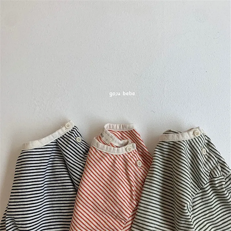 Top Trends: Fashion Striped Baby T-Shirts 2023 Autumn Children's Long Sleeved T-shirt Cotton Boys Girls Top Outfit For 0-24Months Shoppable Styles