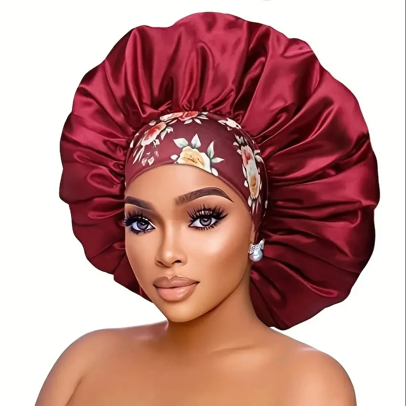 Top Trends: New Big Size Floral Print Bonnet Satin Wide Elastic Band Beanie Night Sleep Caps Head Cover African Headwrap Turban Chemo Caps Shoppable Styles