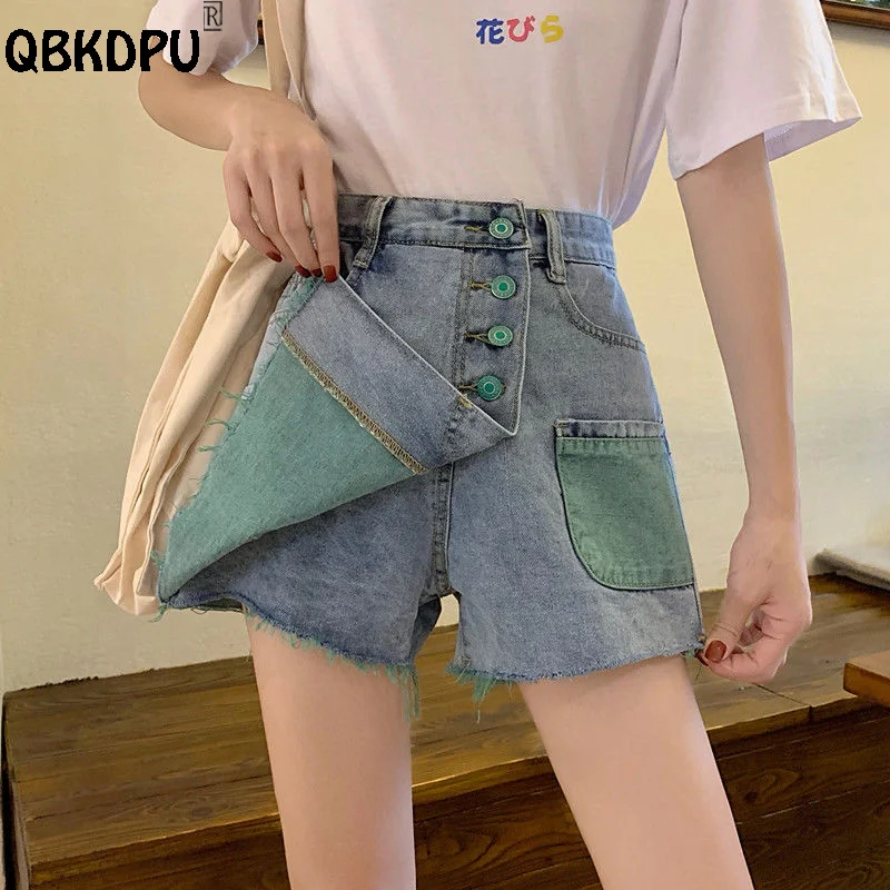 Top Trends: Fashion Design Baggy Denim Skorts Women Single-Breasted Summer Cowboy Pantskirt High Waist Short Jeans Wide-Leg Vaqueros Cortos Shoppable Styles