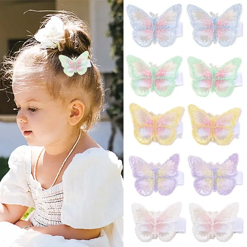 Top Trends: Oaoleer 4Pcs / set Sweet Girls Butterfly Hair Clips Cute Embroidery Hair Pin Barrettes Princess Headwear Baby Hair Accessories Shoppable Styles