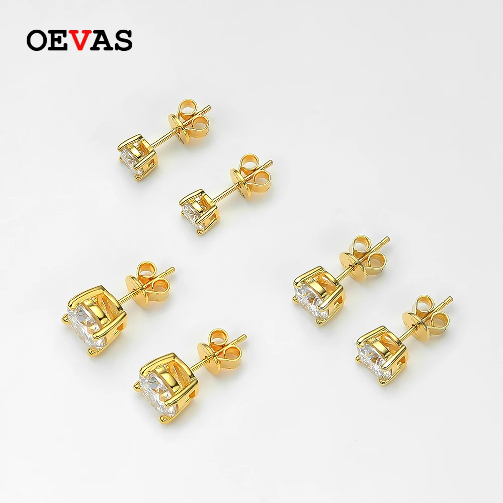 Top Trends: OEVAS Real 0.5 / 1 / 2 Carat D VVS1 Moissanite Stud Earrings For Women 18K Gold Plated 100% 925 Sterling Silver Fine Jewelry Gifts Shoppable Styles