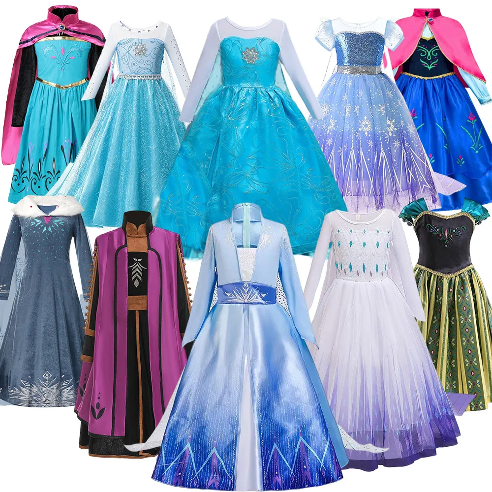 Top Trends: DISNEY Princess Party Fantasy Frozen1&amp;2 Anna Queen Elsa Dress For Girl Birthday Role Play Vestidos Children Halloween Costume Shoppable Styles