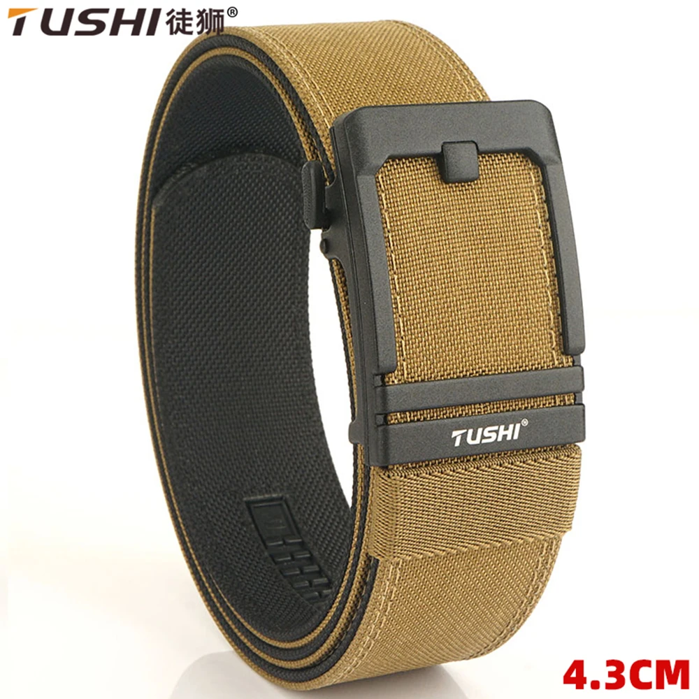 Top Trends: TUSHI New 4.3cm Hard Gun Belt For Men And Women Alloy Automatic Buckle Tactical Outdoor Belt 1100D Nylon Military IPSC Belt Male Shoppable Styles