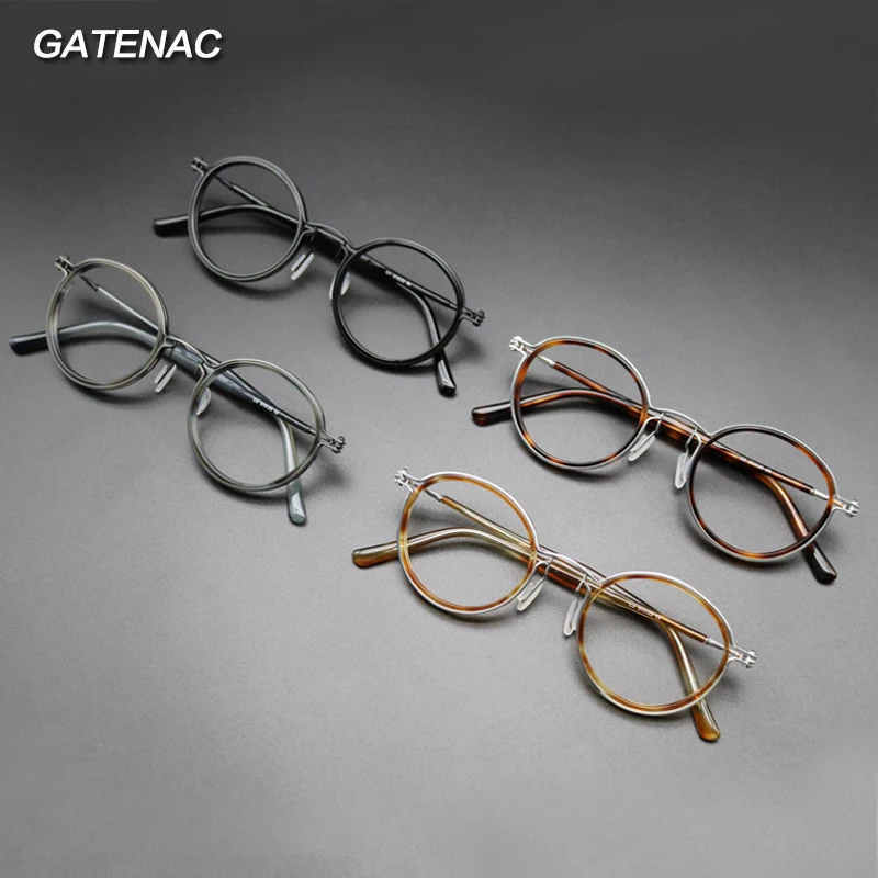 Top Trends: Vintage Round Acetate Glasses Frame Men Retro Myopia Optical Prescription Eyeglasses Frame Women Korea Luxury Brand Eyewear Shoppable Styles - Image 4