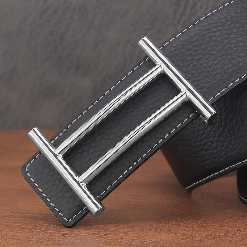 Top Trends: High Quality 3.8cm Wide Copper Slide Buckle Belt Men's Designer Full Grain Leather Luxury Black Belt Brand Fashion Shoppable Styles - Image 3