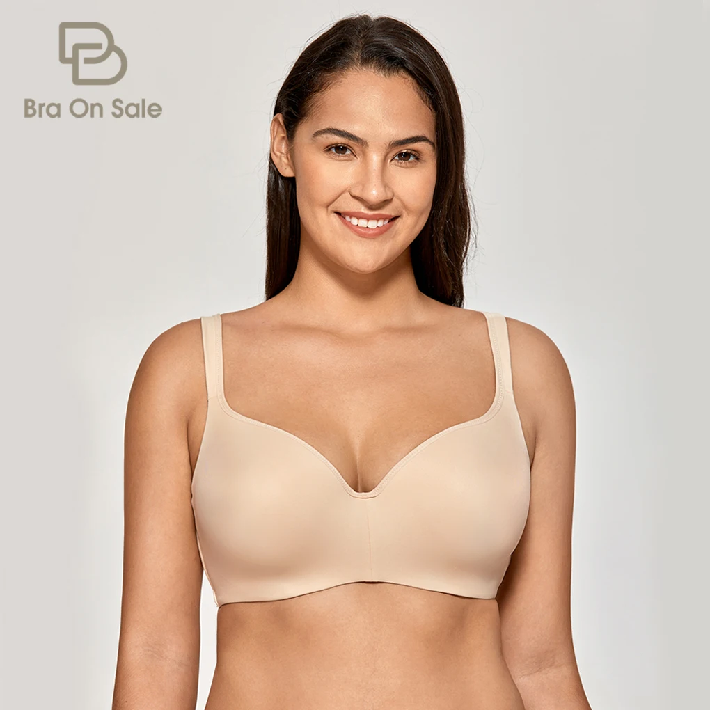 Top Trends: Plus Size Seemless Balconette Bra Full-Coverage Big Size Underwire Support Slightly Padded Beige Black White 34-44 B C D DD E F Shoppable Styles