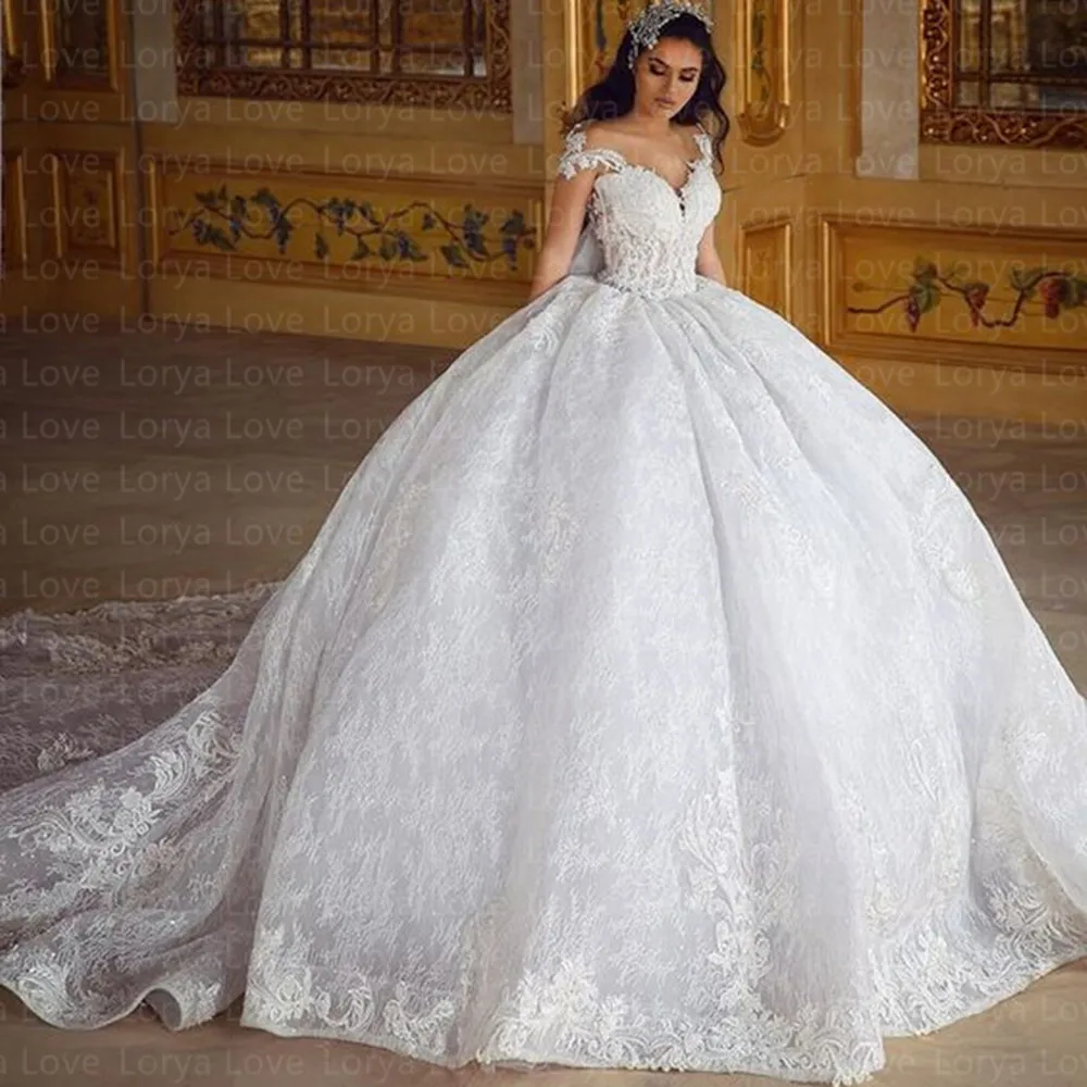 Top Trends: Vintage Lace Princess Wedding Dresses Ball Gown Short Sleeves Exposed Boning White Formal Bridal Gowns Robe De Mariée 2023 Shoppable Styles