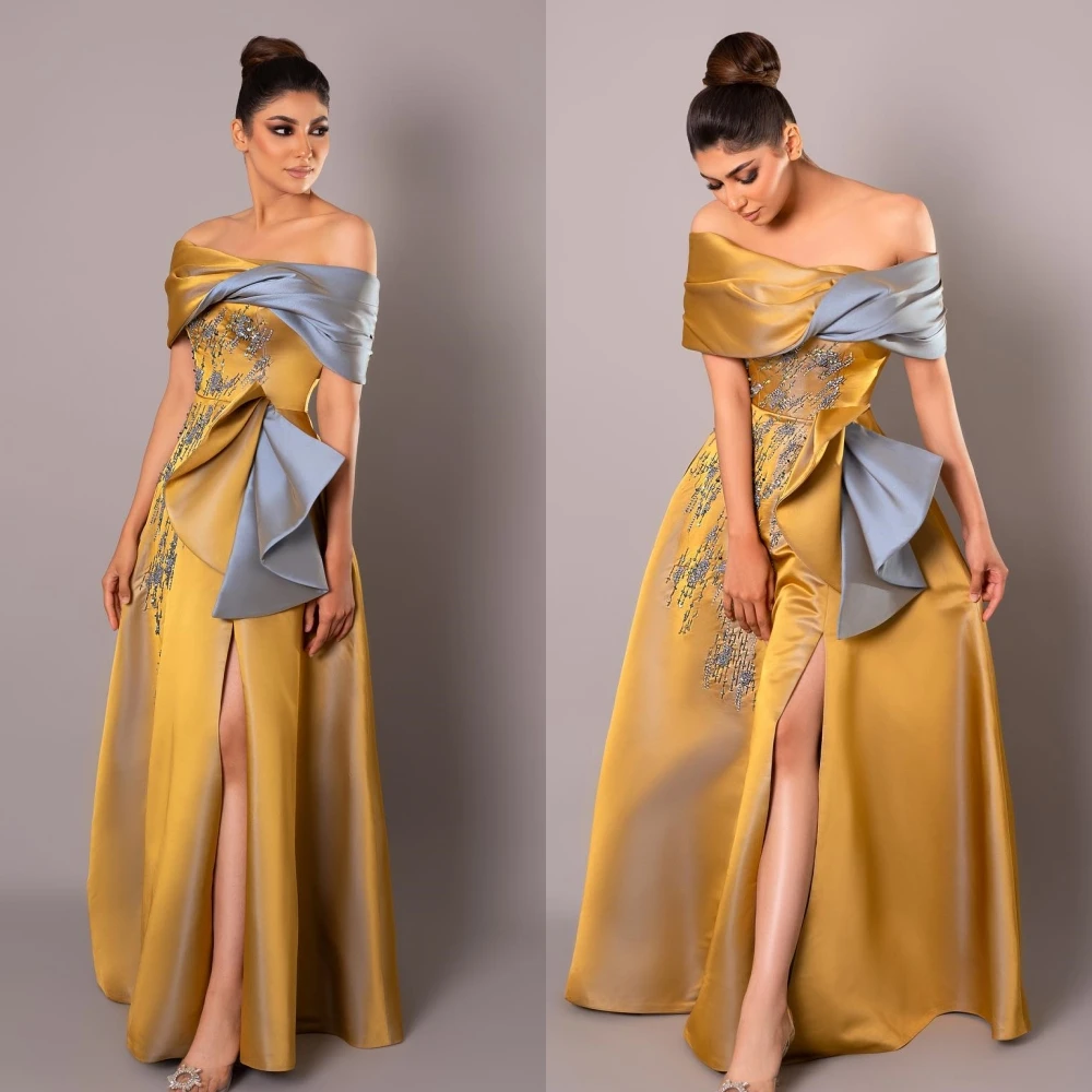 Top Trends: Women Elegant Off-the-shoulder A-line Party Dress Paillette / Sequins Floor Length Satin Evening فساتين Quinceanera Shoppable Styles