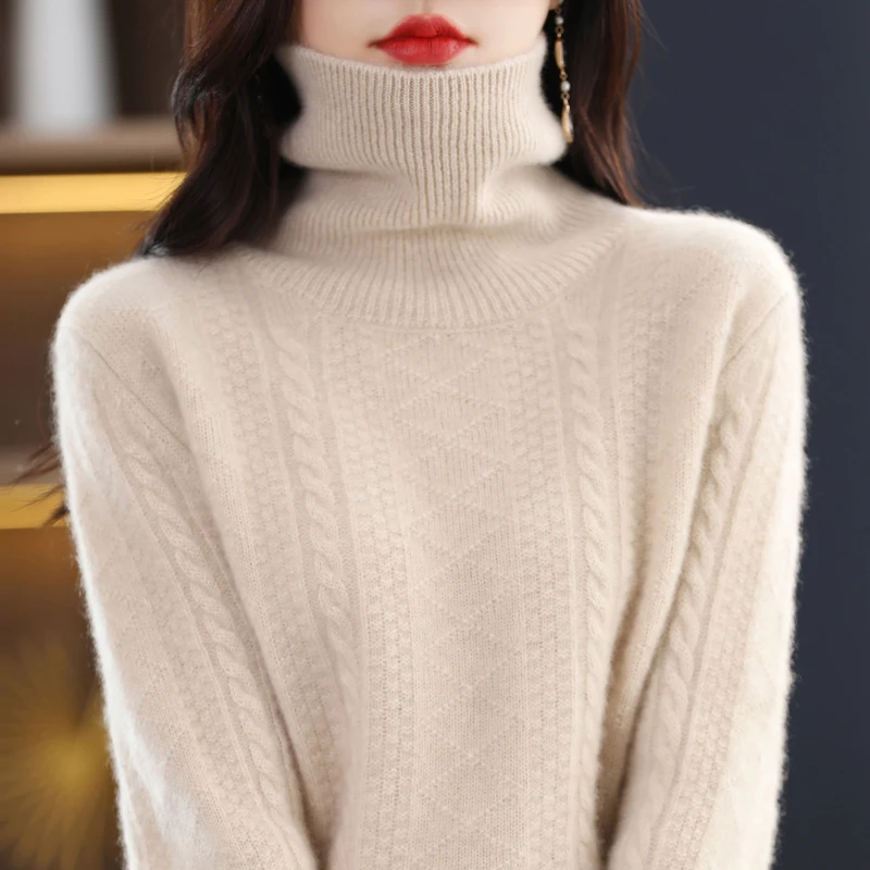 Top Trends: Autumn / winter Woolen Sweater Women&#039;s Loose Thick Turtleneck Sweater Pullover Wool Base Warm Long Sleeve Shoppable Styles