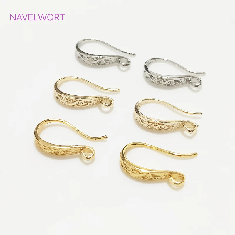 Top Trends: 14K Gold Plated Flattened Ear Wire With Loop, Brass Earring Hook Fitting, Accessories For Earrings, DIY Jewelry Making Accessory Shoppable Styles