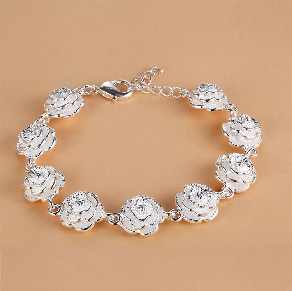 Top Trends: Charm 925 Sterling Silver Rose Flower Chain Bracelet For Women Fashion Pretty Party Wedding Accessories Gift Fine Luxury Jewelry Shoppable Styles