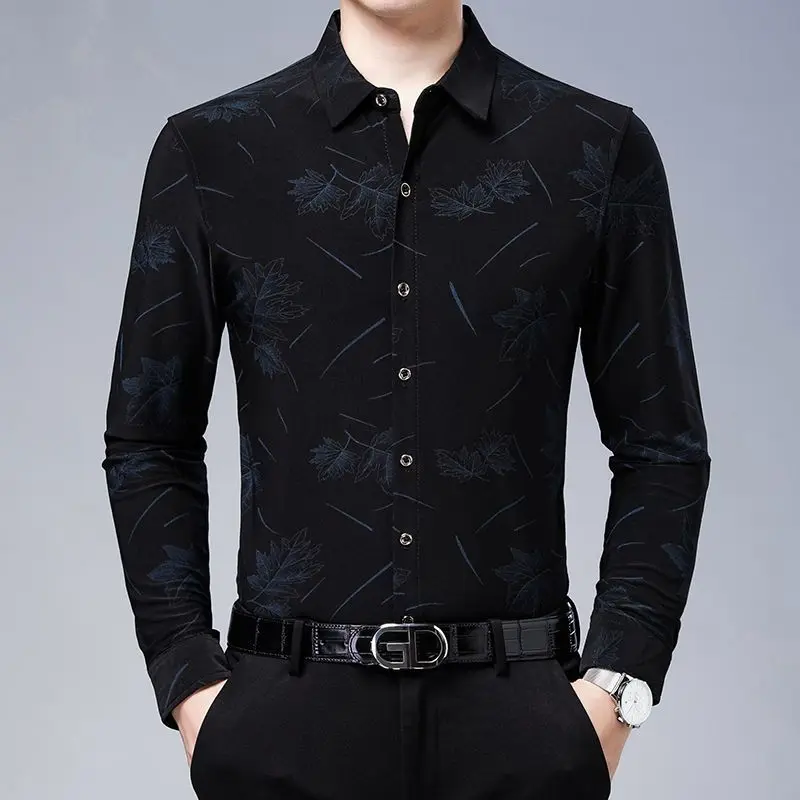 Top Trends: Fashion Men Vintage Hawaiian Long Sleeve Shirt Spring Autumn New Koreon Streetwear Male Clothes Business Casual Black Tops 2023 Shoppable Styles