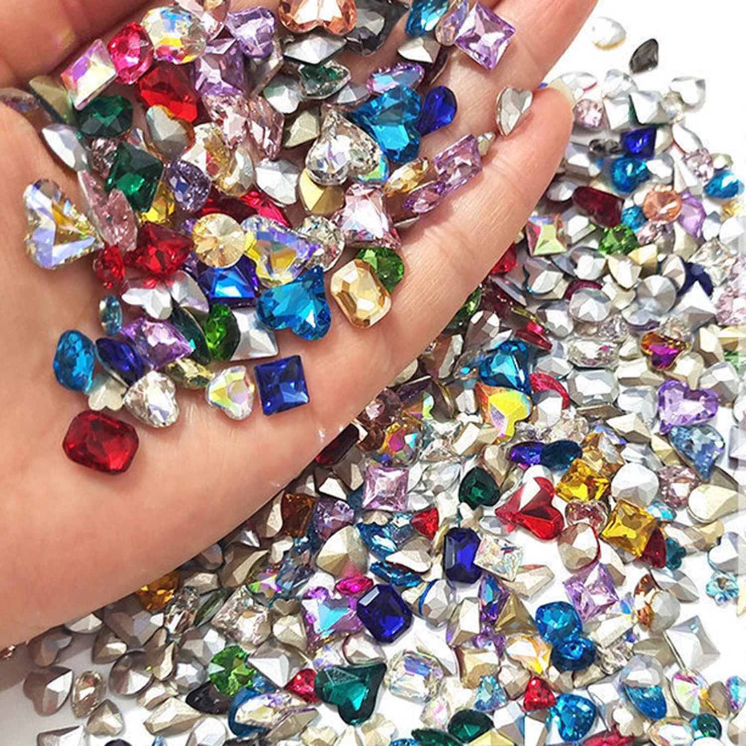 Top Trends: 20 / 60Pcs Mixed Shape Glass Nail Art Rhinestone Crystal Pointback Nail Gems Diamond Stones DIY Manicure Accessories Shoppable Styles