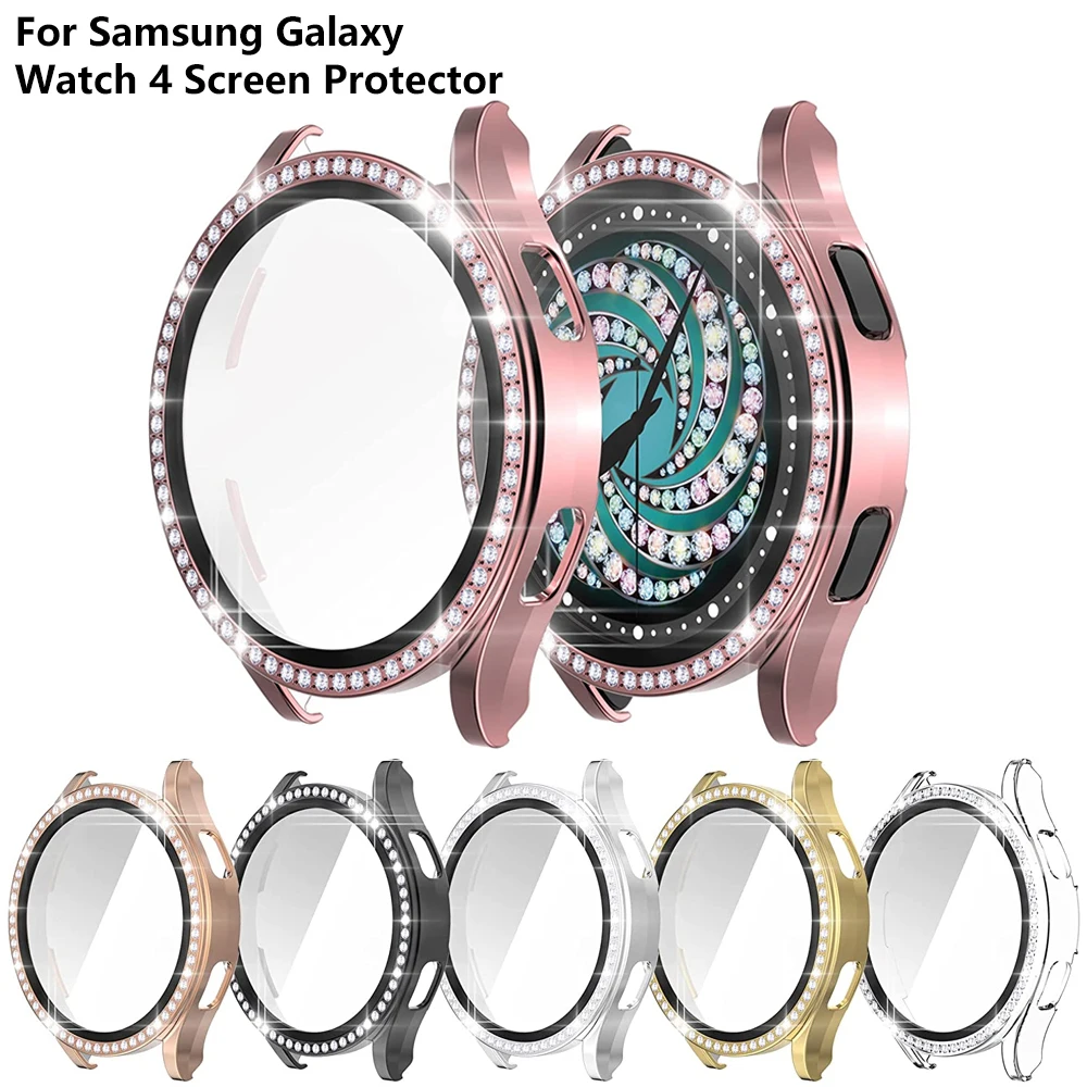 Top Trends: Glass+ Case For Samsung Galaxy Watch 4 Screen Protector 44mm 40mm, Bling Crystal Protective Bumper Cover With Film For Women Girl Shoppable Styles