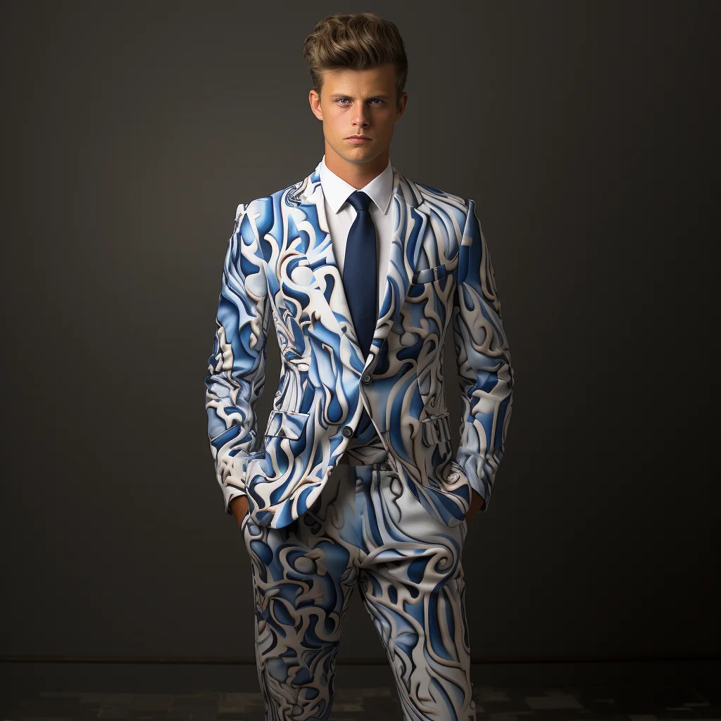 Top Trends: 2024 Blue Flame Men's Trousers Suit Men's 3d Digital Printing Suit Cos Party Stage Nightclub Shiny Cool Performance Suit Shoppable Styles