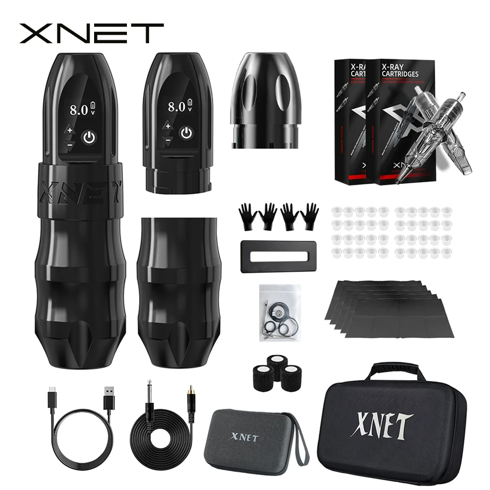 Top Trends: XNET Titan Wireless Tattoo Machine Kit With Extra 38mm Grip 2400mAh Battery 40pcs Mixed Tattoo Cartridge For Tattoo Artists Shoppable Styles