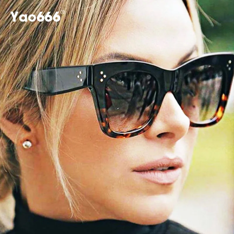 Top Trends: 2024 Square Sunglasses Women Big Size Eyewear Lunette Femme Luxury Brand Sunglasses Women Vintage Rivet Sun Glasse UV400 Shoppable Styles