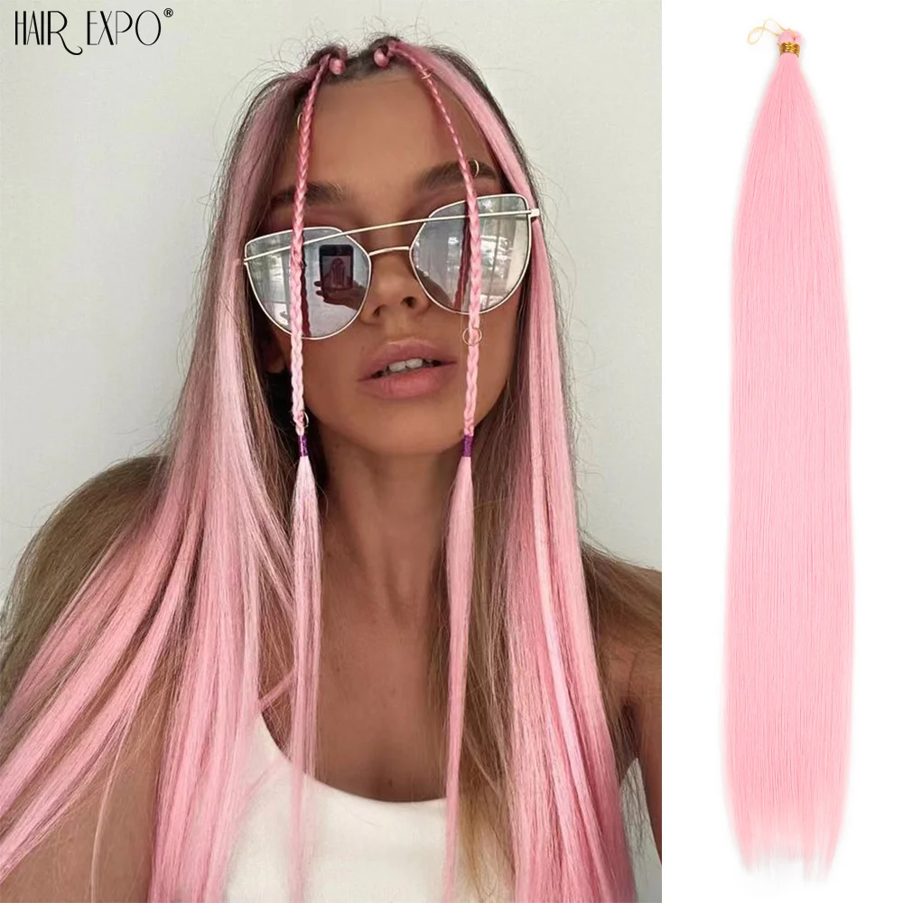 Top Trends: 28Inch Ariel Straight Pony Hair Synthetic Yaki Hair Bundles Crochet Braids Hair Ombre Pink Orange Brown Crochet Hair Extensions Shoppable Styles