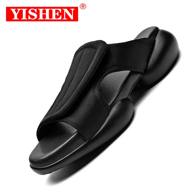 Top Trends: YISHEN Sandals For Men Stylish Buckle Casual Shoes Nylon Cloth Black Sandals Height Increasing Slippers Trendy Men's Sandals Shoppable Styles