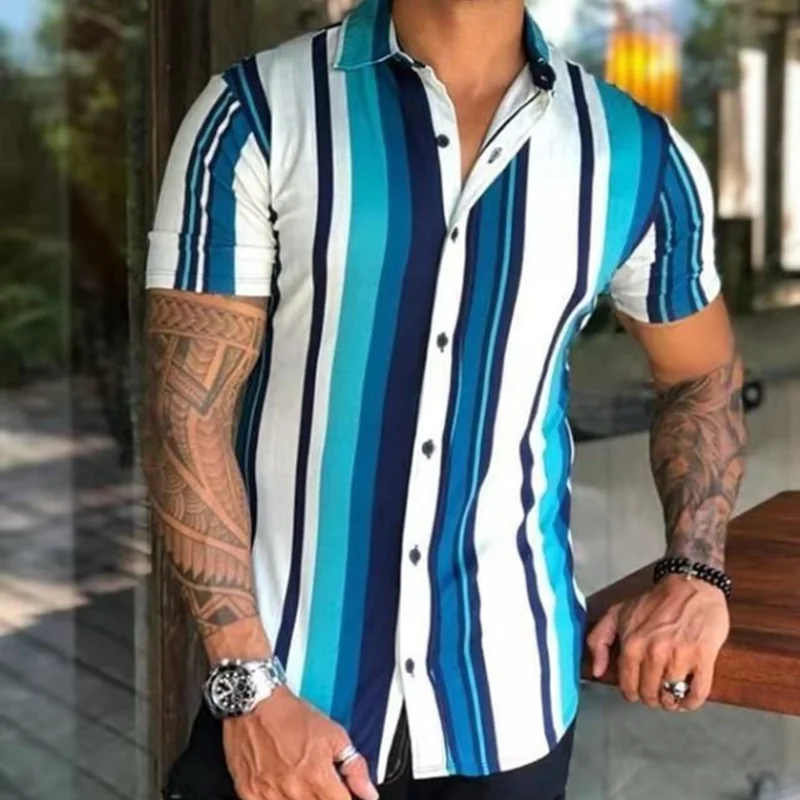 Top Trends: Men's Clothing Summer Short Sleeve Digital Printed Lapel Shirt Comfortable Breathable Boy Street Wear Shirt Shoppable Styles