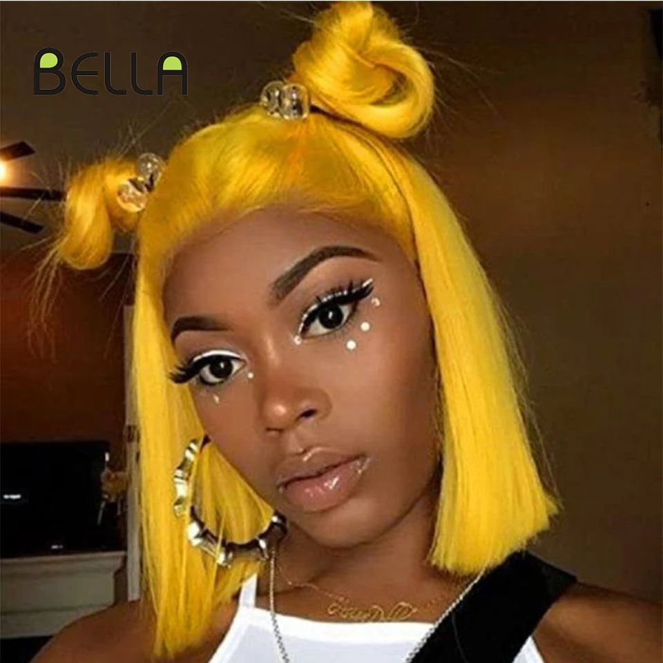 Top Trends: Bella Synthetic Lace Front Wig Short Bob Lace Wigs For Female On Sale Blonde Pink 613 Yellow High Density Lace Cosplay Wigs Shoppable Styles