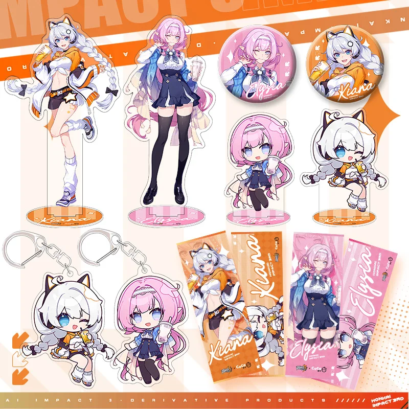 Top Trends: Game Honkai Impact 3rd X COCO Joint Cosplay Set Elysia Kiana Stand Badge Keychain Laser Ticket Anime Pendant Xmas Kids Gift Box Shoppable Styles