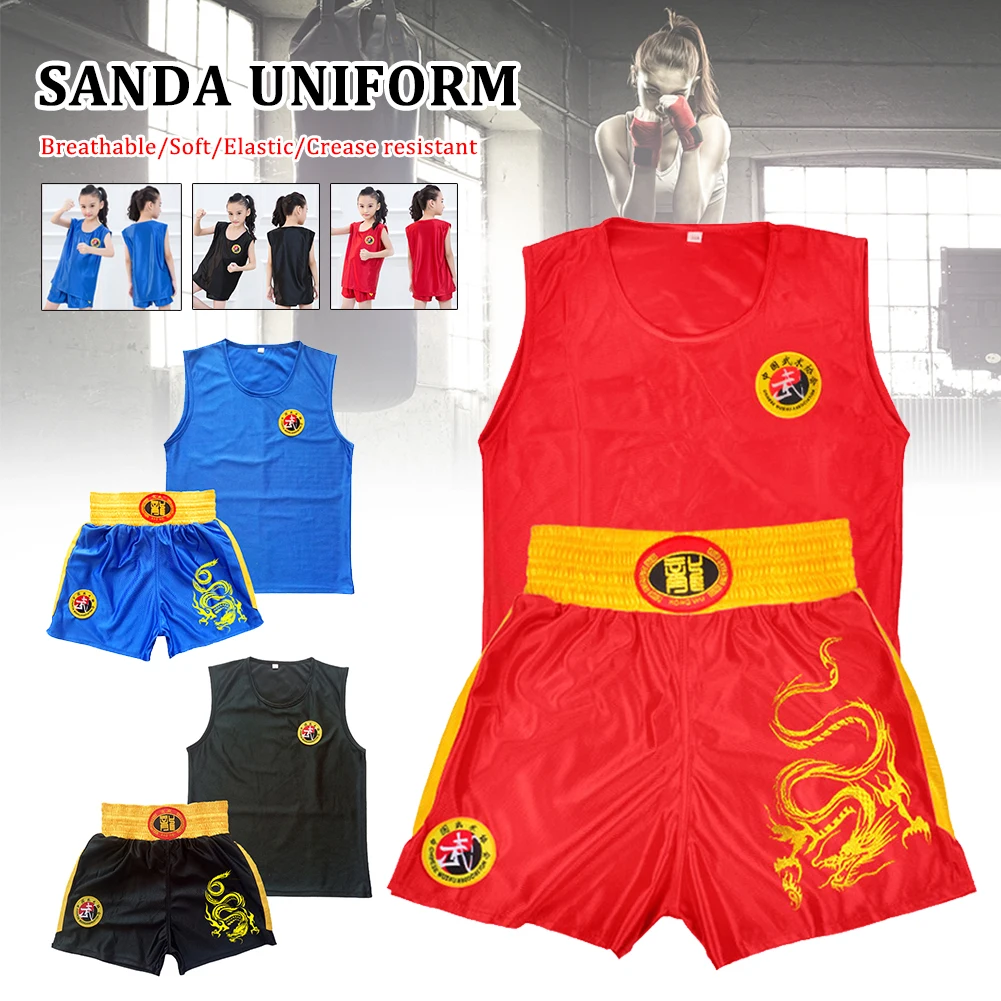 Top Trends: Adult Children Boxing Uniform Sanda Suit Wushu Sanda Combat Shorts Muay Thai Shorts Martial Arts Training Competition Uniform Shoppable Styles